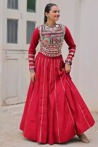 Maroon Roman Chaniya Choli - Free Size 