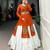 Orange & White Pure Rayon Traditional Gamthi Patch Work With Gota Patti Touch-Up Chaniya Choli (Free Size Stitched)