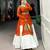 Orange & White Pure Rayon Traditional Gamthi Patch Work With Gota Patti Touch-Up Chaniya Choli (Free Size Stitched)