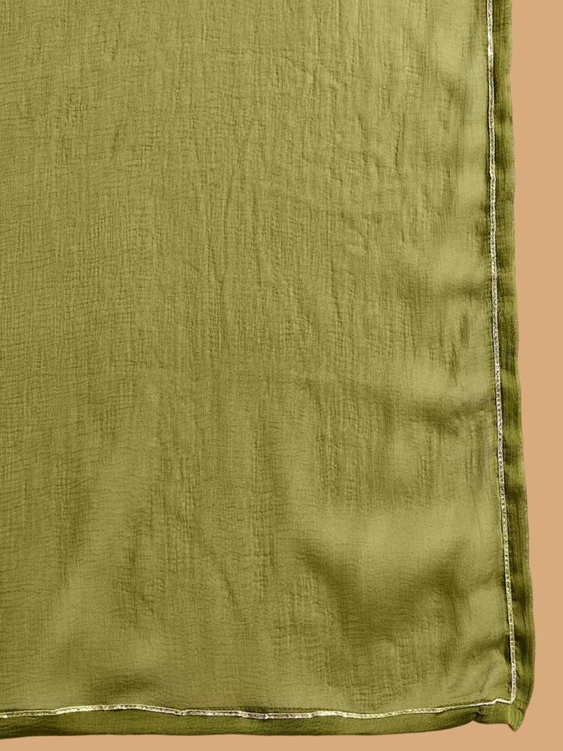 Ethnic Motifs Printed Straight Gotta Patti Kurta with Sharara & Dupatta