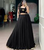 Black Feather-Light Flow Fabric Chaniya Choli With Long Fancy Jacket - Free Size 