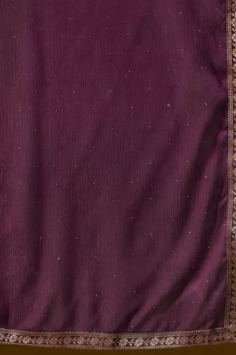 Burgundy Geometric Embroidered Jacquard Weave Kurta with Trousers & Dupatta