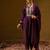 Burgundy Floral Embroidered Sequinned Dobby Weave Kurta with Trousers & Dupatta