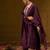 Burgundy Floral Embroidered Sequinned Dobby Weave Kurta with Trousers & Dupatta