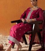 Ethnic Motifs Embroidered Thread Work Straight Kurta With Trousers & Dupatta