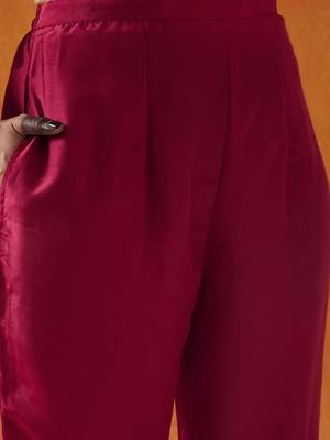 Ethnic Motifs Embroidered Thread Work Straight Kurta With Trousers & Dupatta 6