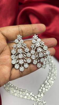 Cubic Zirconia Bridal Necklace and Earrings Set, Crystal Statement Wedding Jewelry 3
