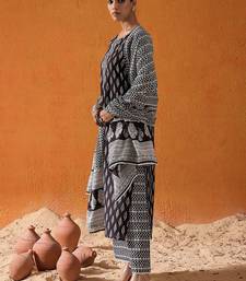 Geometric Printed Mirror Work Pure Cotton Straight Kurta With Palazzos & Dupatta