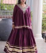 Wine Kora Cotton Chaniya Choli - Free Size 