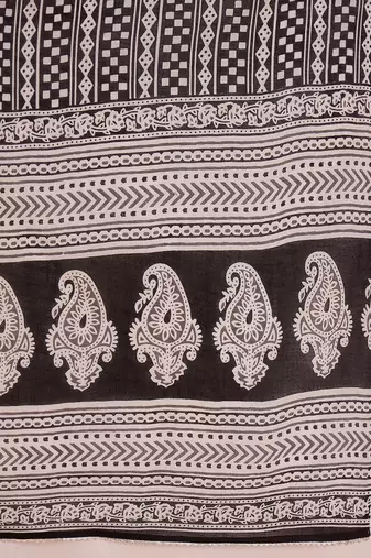 Geometric Printed Mirror Work Pure Cotton Straight Kurta With Palazzos & Dupatta