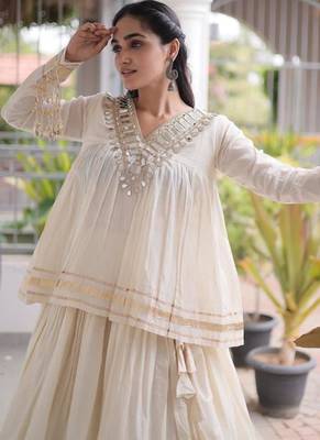Off White Kora Cotton Chaniya Choli - Free Size  5