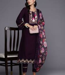 Ethnic Motifs Embroidered Straight Thread Work Kurta With Trousers & Dupatta