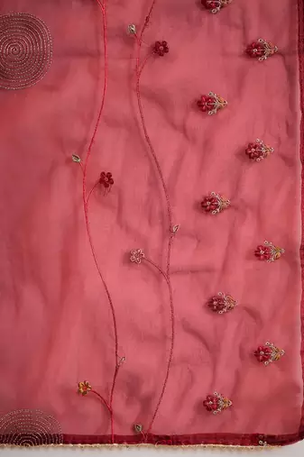 Round Neck Floral Embroidered Straight Kurta with Trouser & Dupatta
