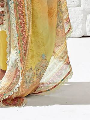 Women Ethnic Motifs Printed Regular Thread Work Kurta Trousers With Dupatta 5