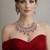 Bridal Ruby Red Necklace and Earring Set | CZ Diamond Choker