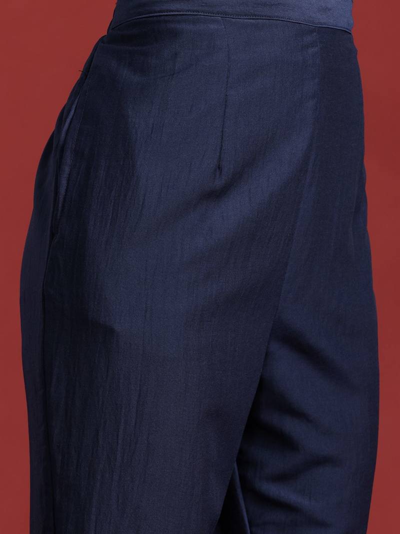 Yoke Design Thread Work Kurta With Trousers & Dupatta