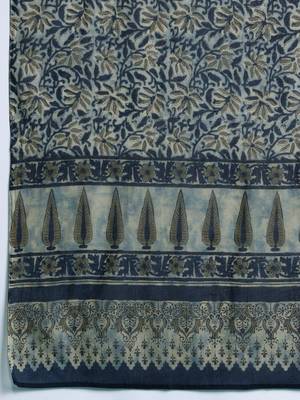 Floral Printed Pure Cotton Kurta With Trousers & Dupatta 4