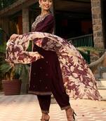 V Neck Ethnic Motifs Embroidered Regular Thread Work Kurta with Salwar & Dupatta
