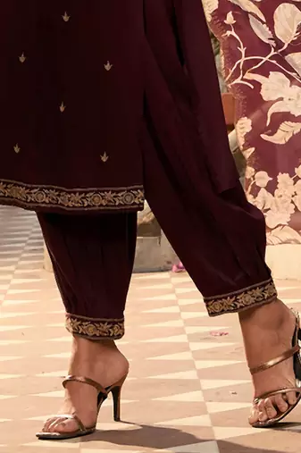 V Neck Ethnic Motifs Embroidered Regular Thread Work Kurta with Salwar & Dupatta