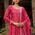 Floral Embroidered Regular Thread Work Straight Kurta with Trousers & Dupatta