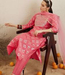 Printed Regular Kurta with Trousers & Dupatta