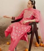 Printed Regular Kurta with Trousers & Dupatta