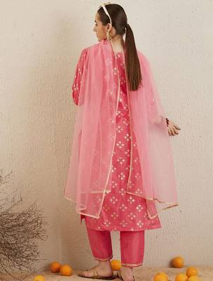 Printed Regular Kurta with Trousers & Dupatta 5