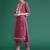 Floral Embroidered Thread Work Kurta with Trousers & Dupatta