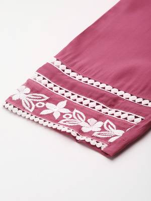 Floral Embroidered Thread Work Kurta with Trousers & Dupatta 9