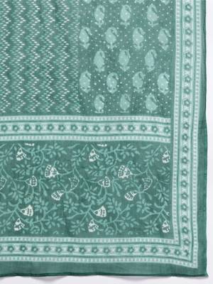 Floral Embroidered Empire Zari Pure Cotton Kurta with Trousers & Dupatta 4