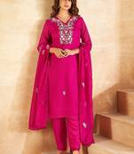 Floral Embroidered Regular Kurta With Trousers & Dupatta