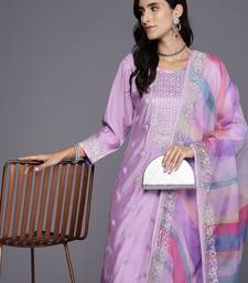 women floral embroidered regular  cotton kurta with trousers & dupatta