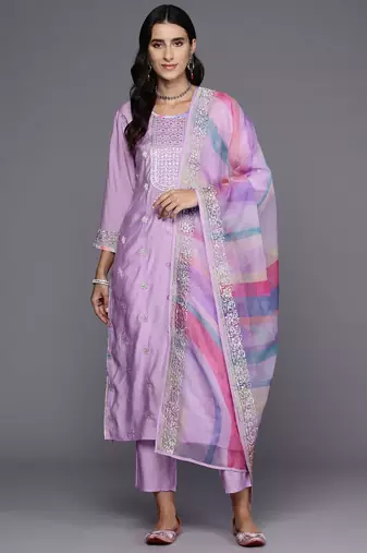 Women Floral Embroidered Regular Pure Cotton Kurta with Trousers & Dupatta