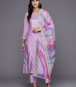 women floral embroidered regular  cotton kurta with trousers & dupatta