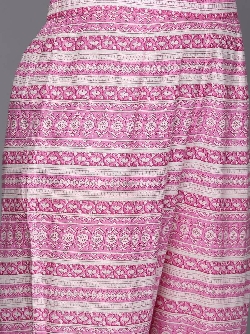 Women Floral Embroidered Empire Pure Cotton Kurta with Trousers & Dupatta