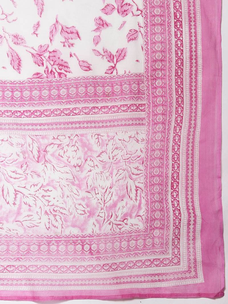 Women Floral Embroidered Empire Pure Cotton Kurta with Trousers & Dupatta