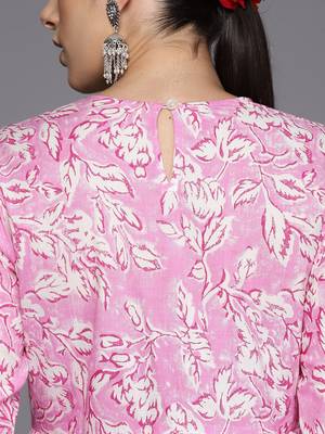 Women Floral Embroidered Empire Pure Cotton Kurta with Trousers & Dupatta 9