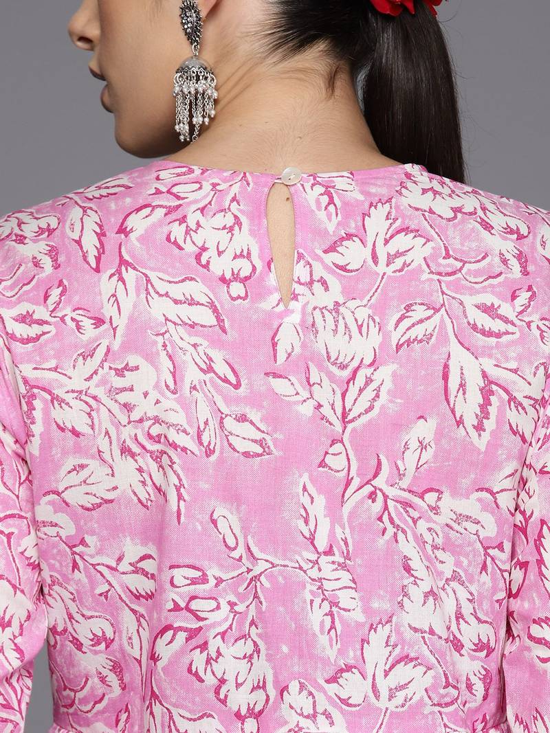 Women Floral Embroidered Empire Pure Cotton Kurta with Trousers & Dupatta