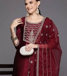 Women Ethnic Motifs Yoke Design Regular Sequinned Kurta with Trousers & Dupatta