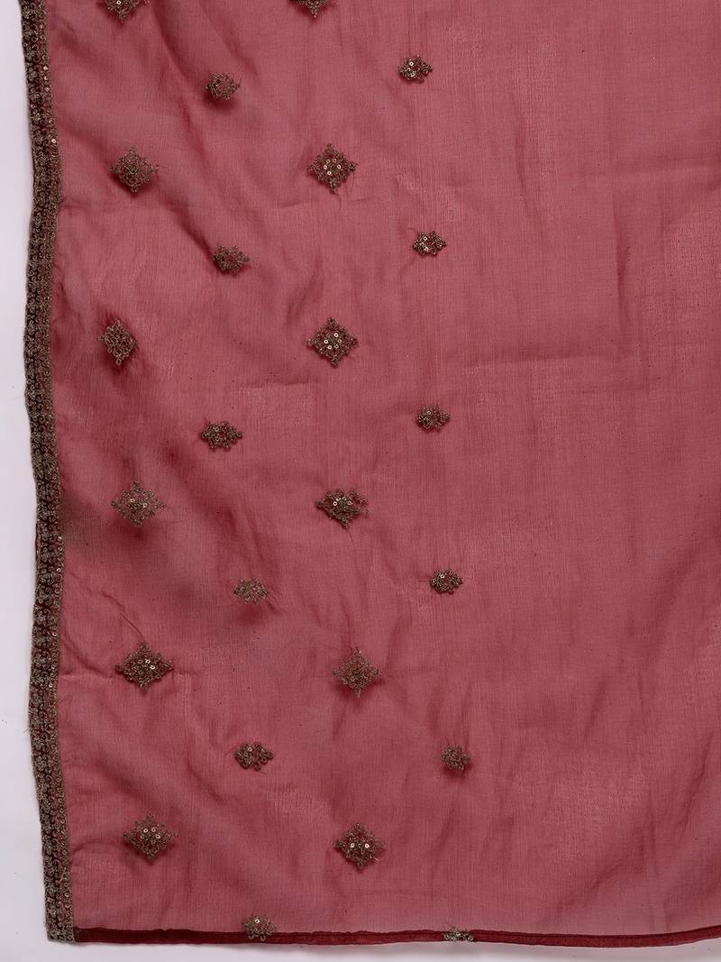 Women Ethnic Motifs Yoke Design Regular Sequinned Kurta with Trousers & Dupatta