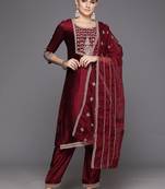 Women Ethnic Motifs Yoke Design Regular Sequinned Kurta with Trousers & Dupatta