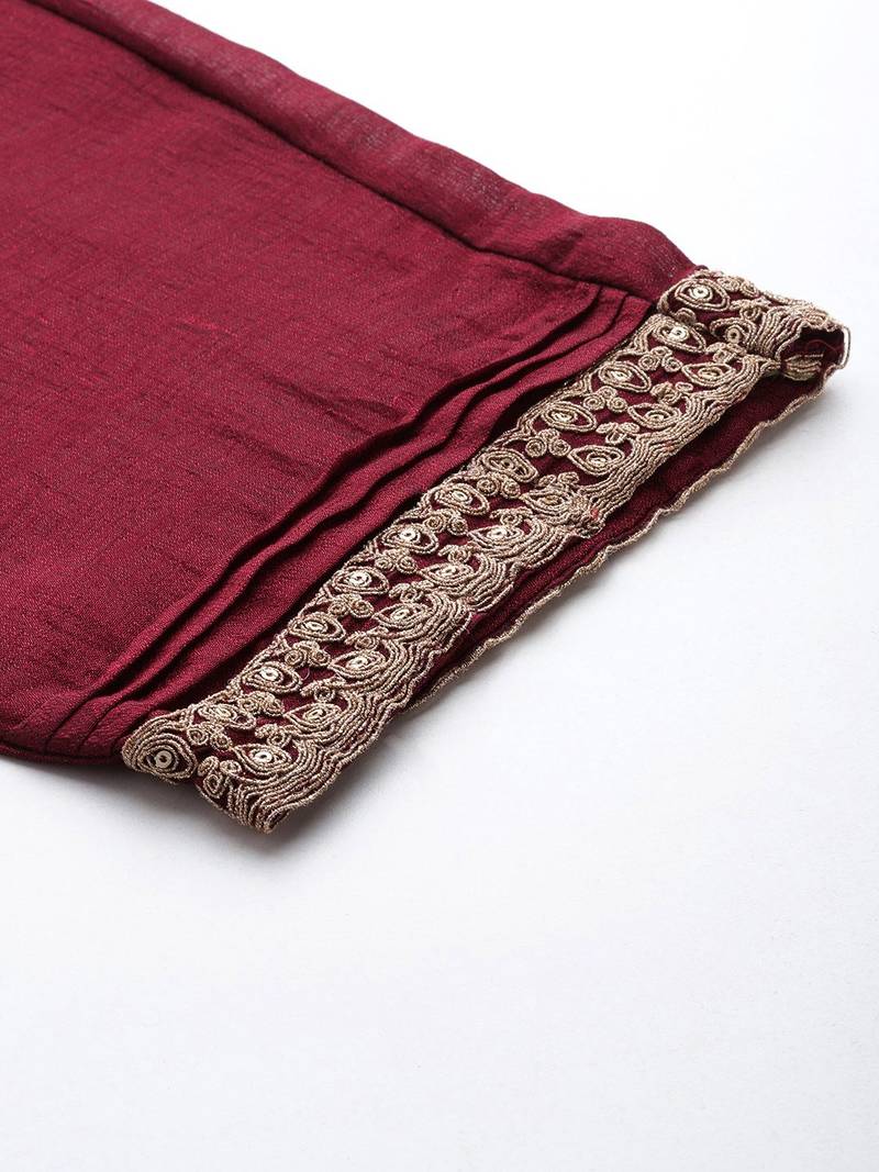 Women Ethnic Motifs Yoke Design Regular Sequinned Kurta with Trousers & Dupatta