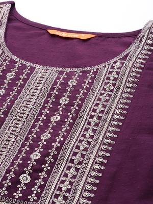 Women Yoke Design Empire Sequinned Kurta with Trousers & Dupatta 3