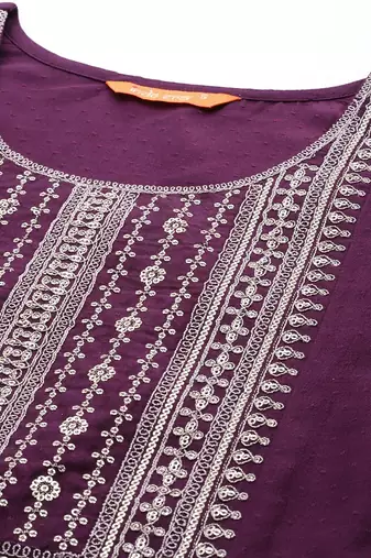 Women Yoke Design Empire Sequinned Kurta with Trousers & Dupatta