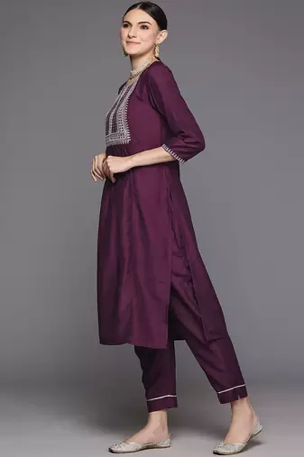 Women Yoke Design Empire Sequinned Kurta with Trousers & Dupatta