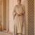 Gold embroidered silk tissue anarkali set