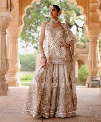 Daisy ivory embroidered silk chanderi sharara set 2