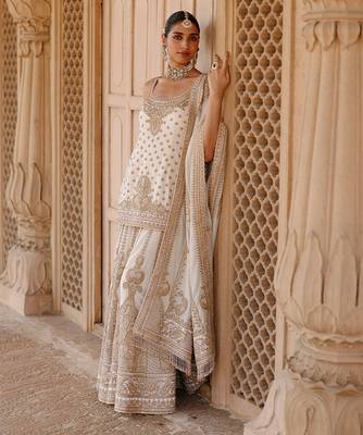 Daisy ivory embroidered silk chanderi sharara set 4