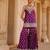 Deep purple embroidered silk chanderi gharara set