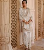 Daisy ivory embroidered silk chanderi kurta set